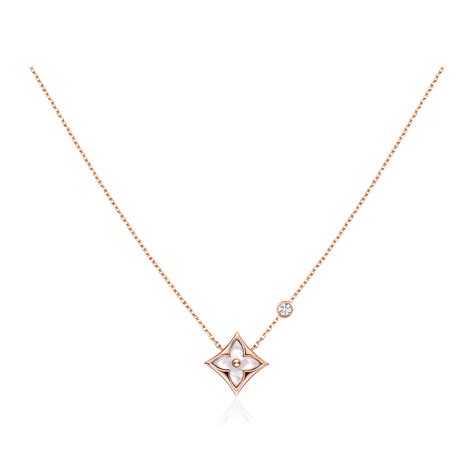 Colour Blossom BB Star Pendant, Pink Gold, White Mother